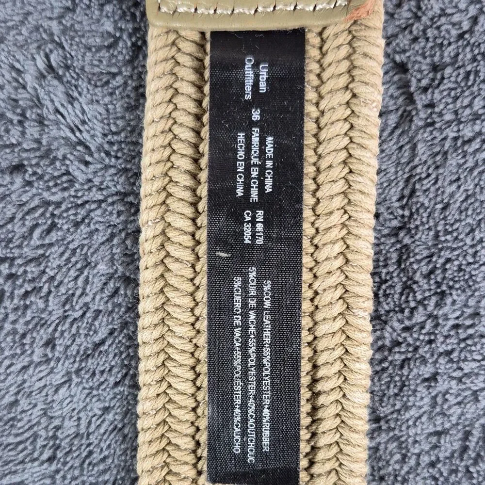 Urban Outfitters Men's Braided Woven Belt Buckle Beige Olive Size 36